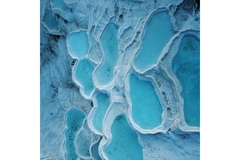 Aerial view of blue pools.